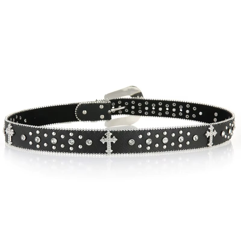Punk Rhinestone White Belt Female Male Fashion Western Jeans Female Jeans Jewelry Fashion Design Y2K Jeans Belt