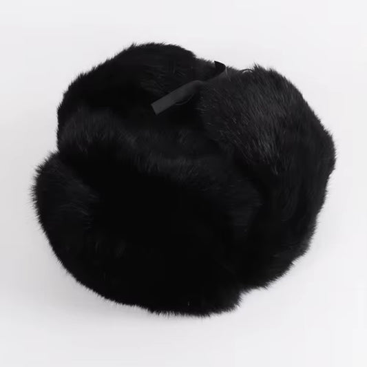 New Arrival Russian Rabbit Fur Trapper Hats for Men Thick Male Winter Real Rabbit Fur Hat Full Pelt Outdoor Bomber Real Fur Cap