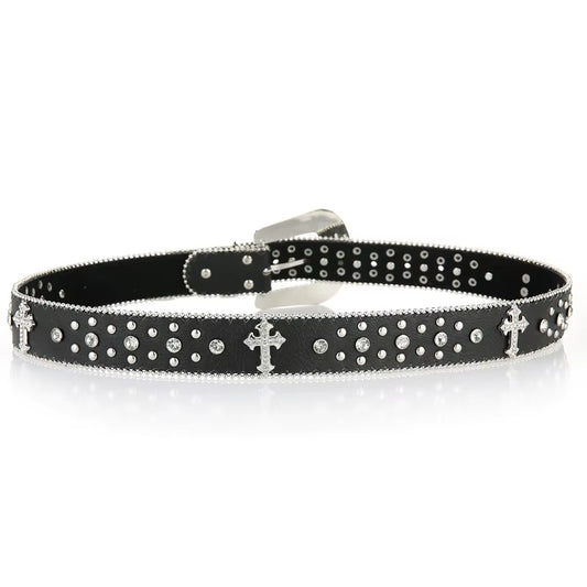 Punk Rhinestone White Belt Female Male Fashion Western Jeans Female Jeans Jewelry Fashion Design Y2K Jeans Belt
